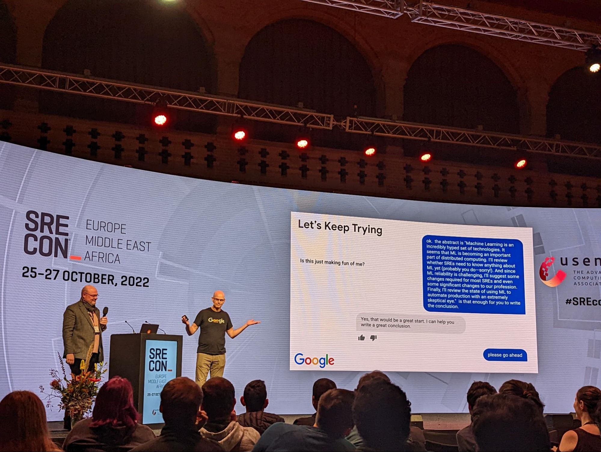 An image of Niall and Todd acting out Todd’s conversation with the AI